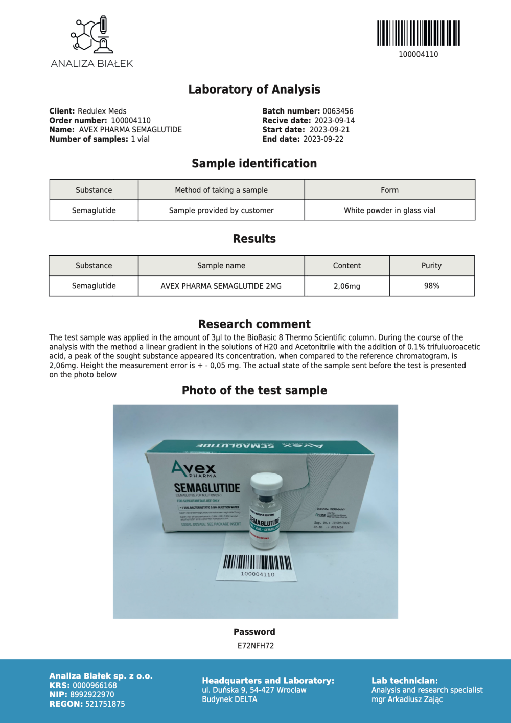 Avex Pharma Semaglutide